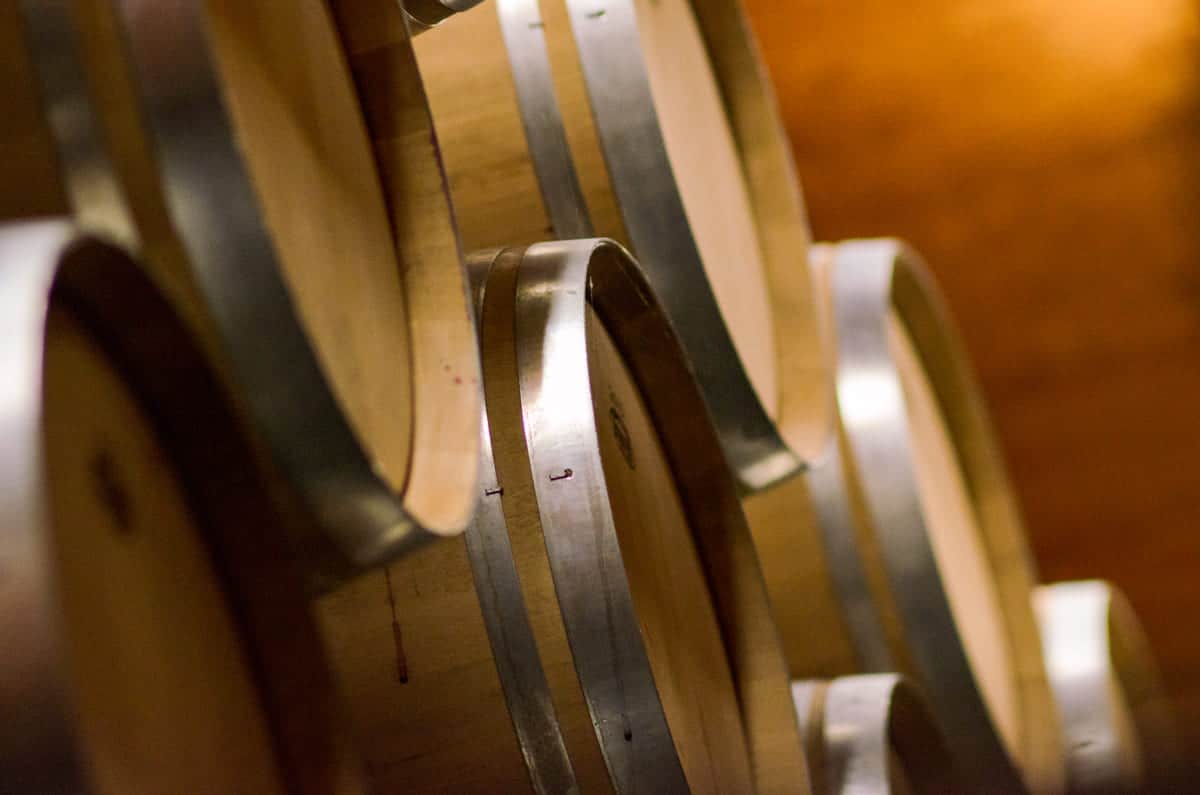 wine barrels stacked