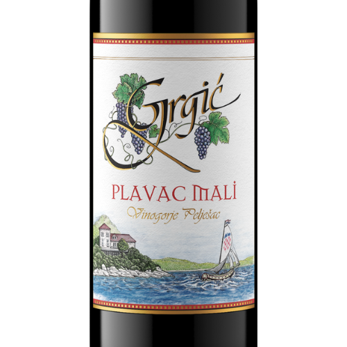 Label of Grgic Vina Plavac Mali, produced in Croatia.