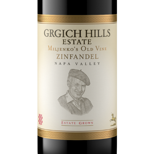 Label of Grgich Hills Estate Miljenko's Old Vine Zinfandel, estate grown in Napa Valley.