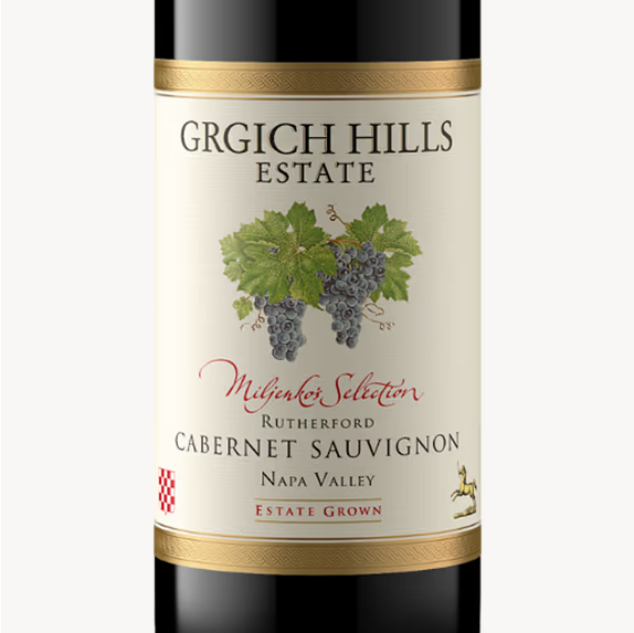 Label of Grgich Hills Estate Miljenko's Selection Cabernet Sauvignon, estate grown in Napa Valley.