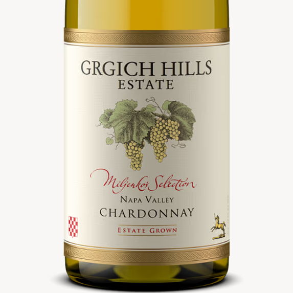 Label of Grgich Hills Estate Miljenko's Selection Chardonnay, estate grown in Napa Valley.