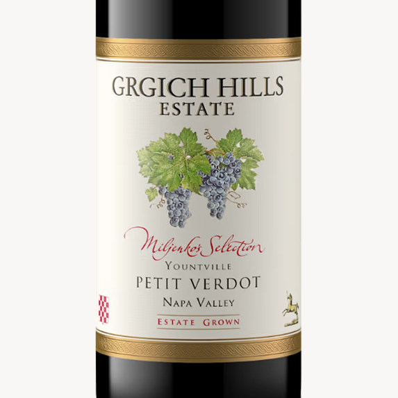 Label of Grgich Hills Estate Miljenko's Selection Petit Verdot.