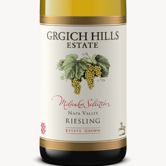Label of Grgich Hills Estate Miljenko's Selection Riesling, estate grown in Napa Valley.