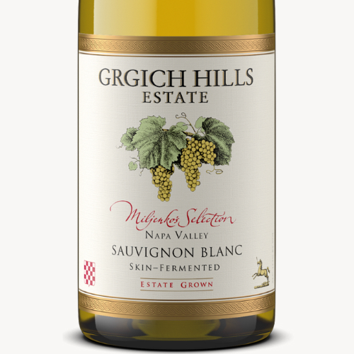 Label of Grgich Hills Estate Miljenko's Selection Skin-Fermented Sauvignon Blanc, estate grown in Napa Valley.