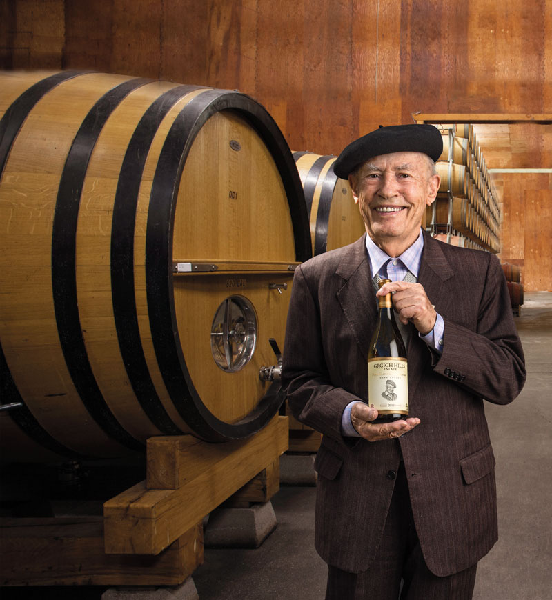 Mike holding 2010 Paris 1976 Chardonnay